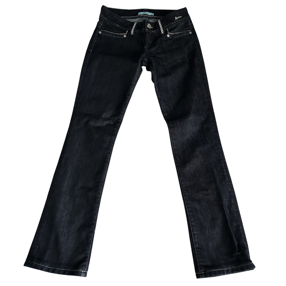 Vtg Y2k Marciano Jeans Sz27 Dark Lowrise Bootcut Chain Archive USA McBling Twee